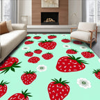 Sweet Strawberry Floral Pattern Design Rug