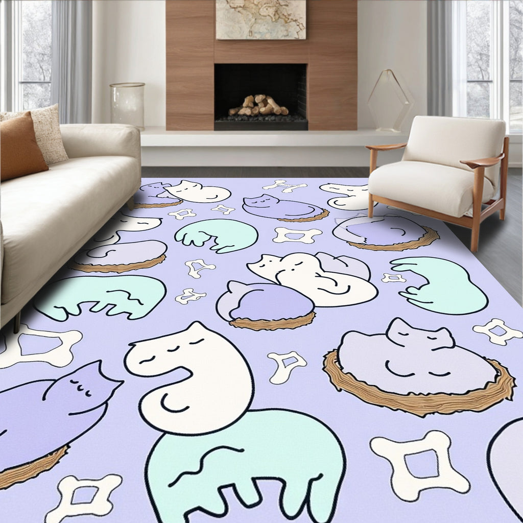 Cute Napping Cats Pattern Rug