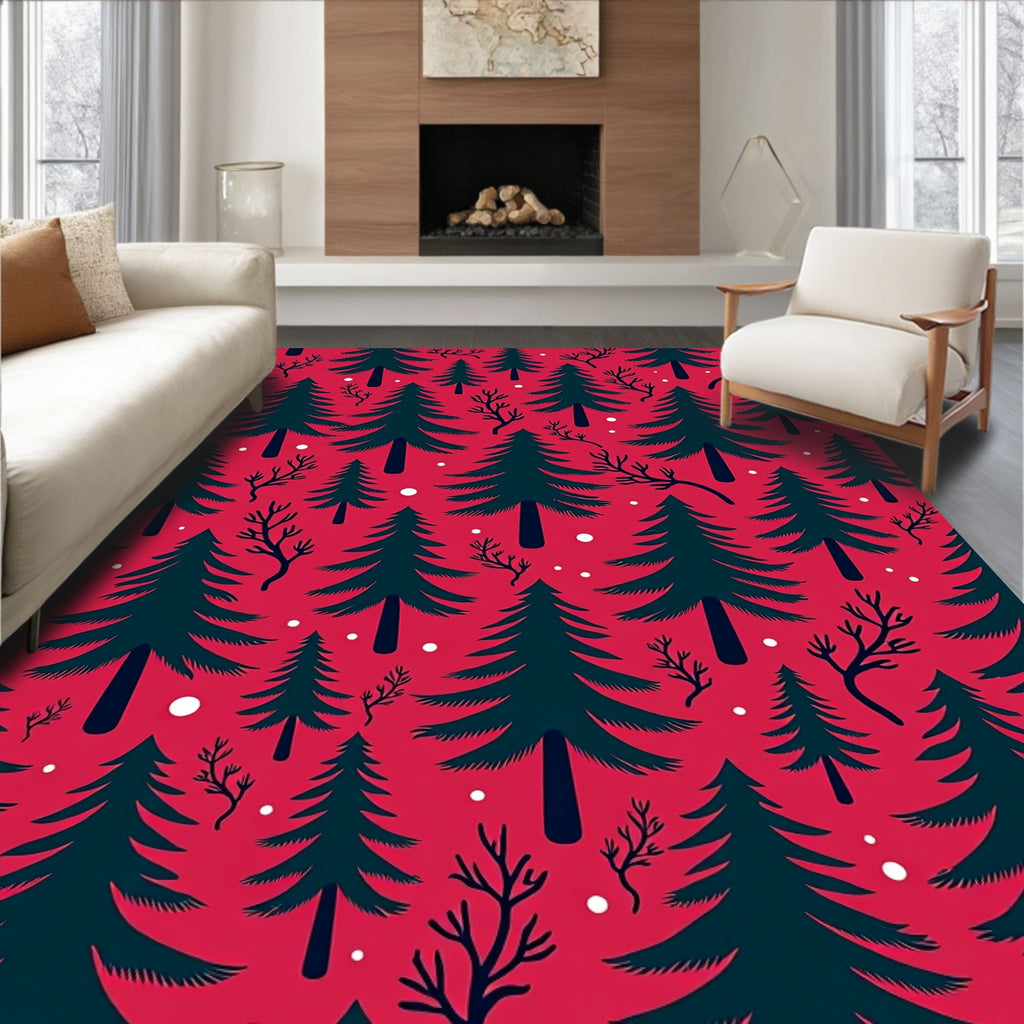 Deep Forest Silhouette Pattern Rug