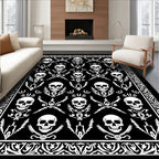 Monochromatic Skull Wing Pattern Rug