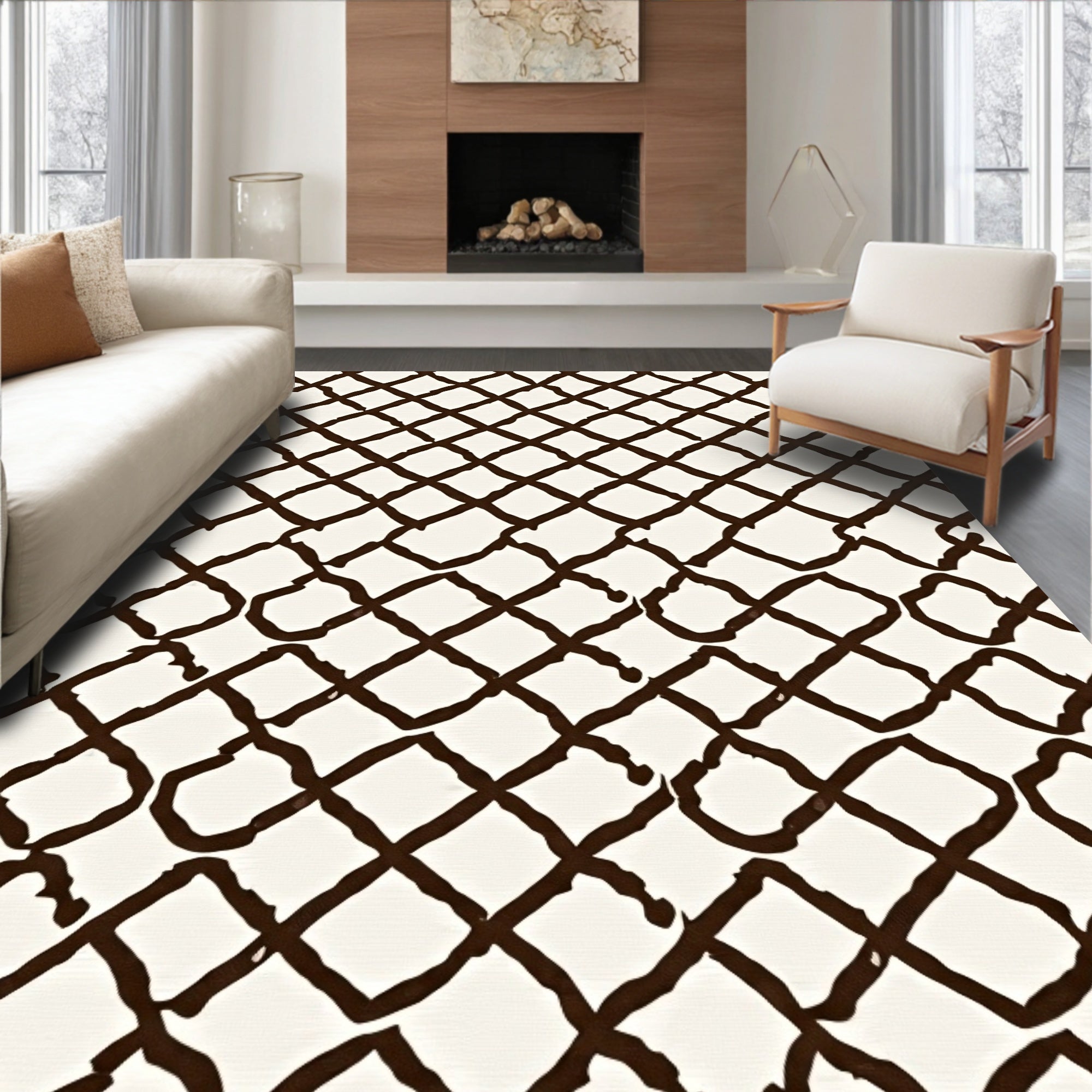 Diamond Pattern Grid Design Rug