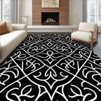 Intricate White Tribal Diamond Pattern Rug