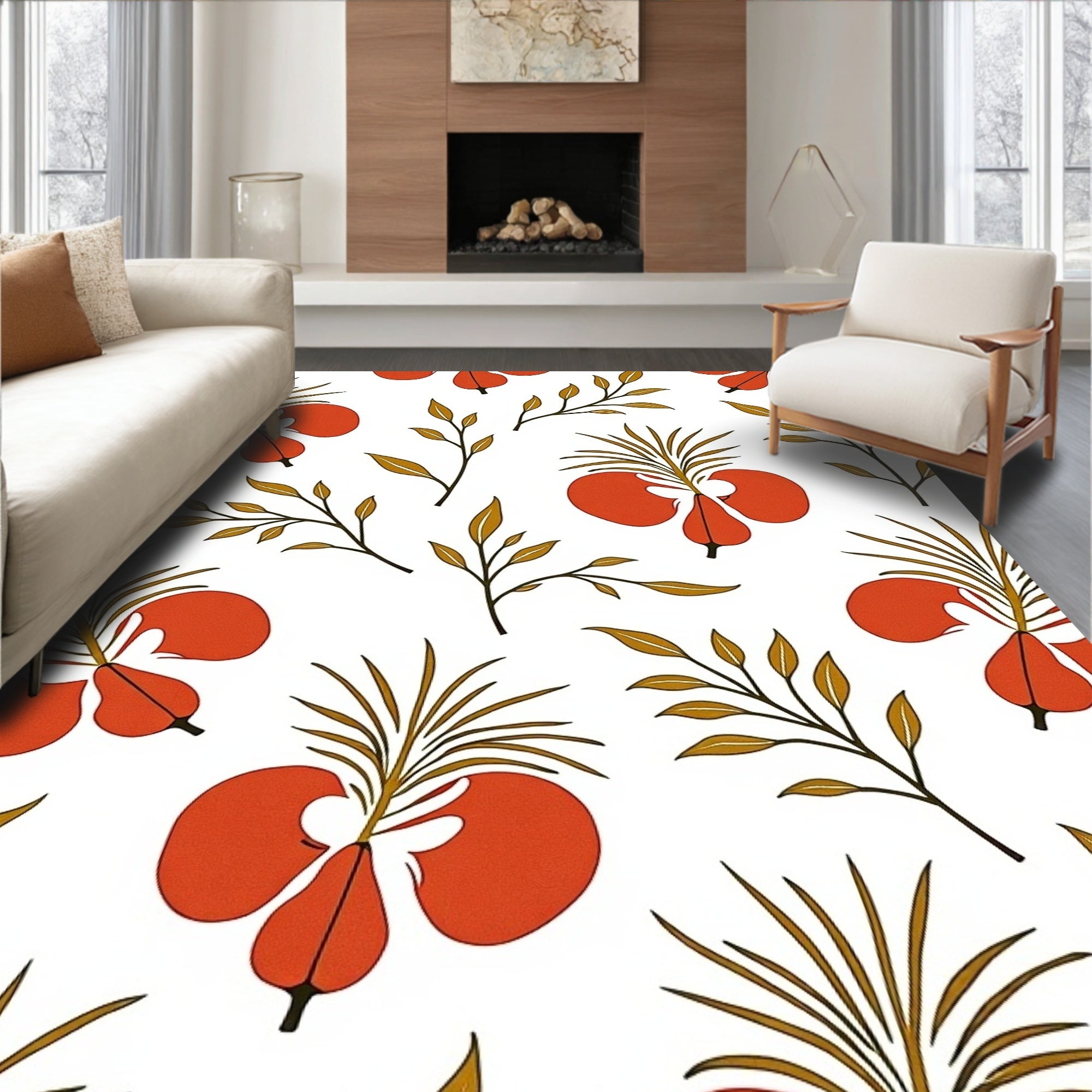Abstract Organic Floral Pattern Rug