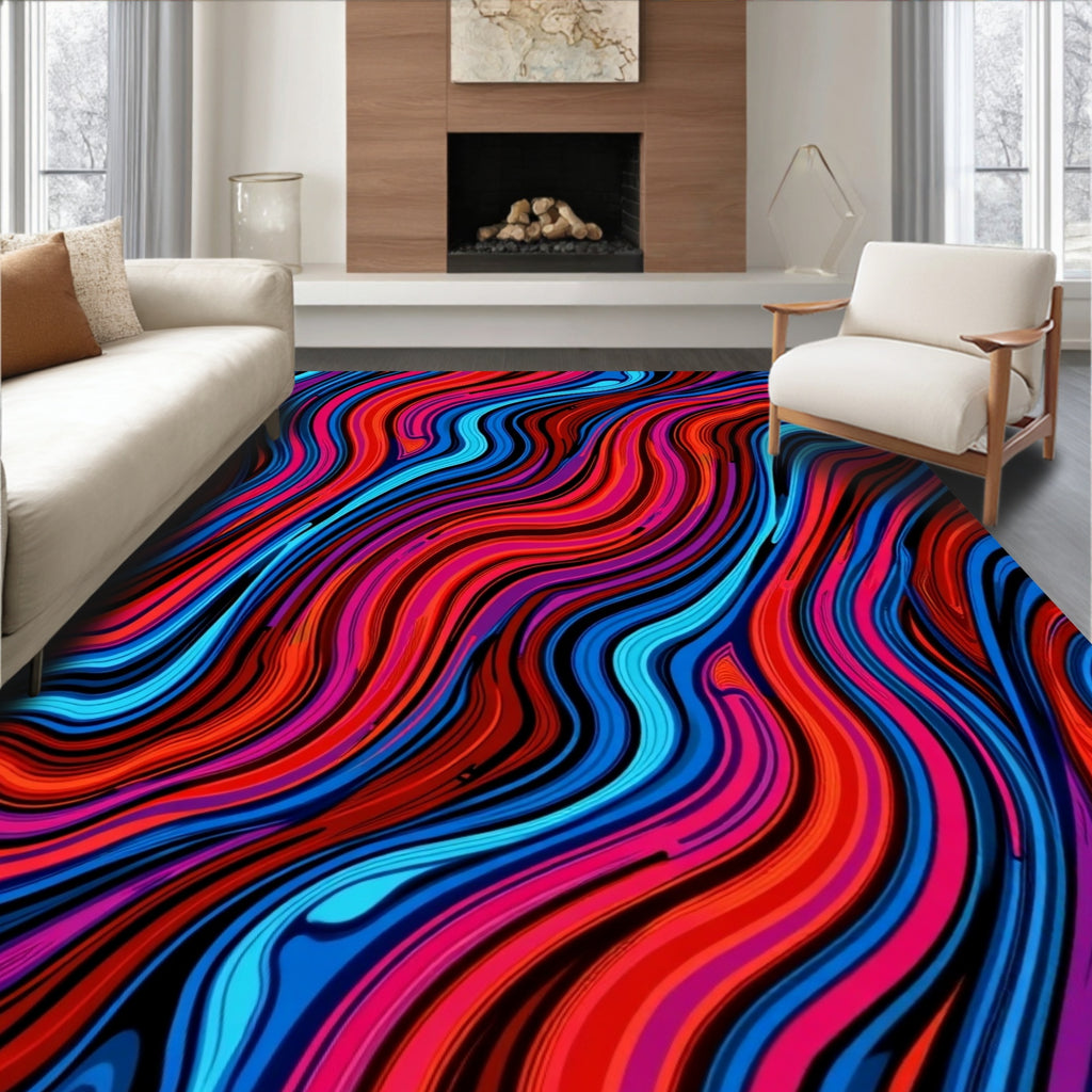 Vibrant Flowing Abstract Pattern Rug