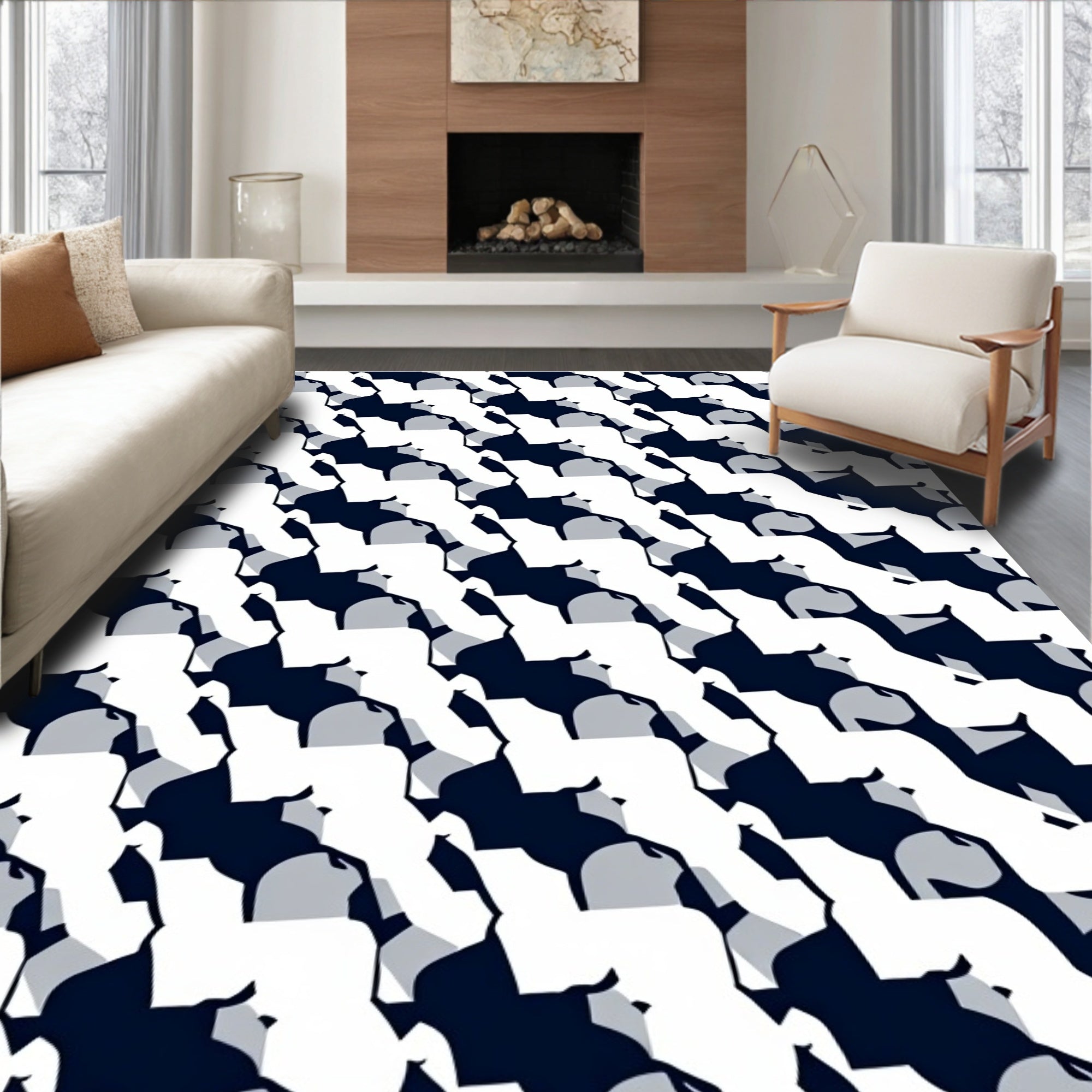 Modern Contour Shape Pattern Rug