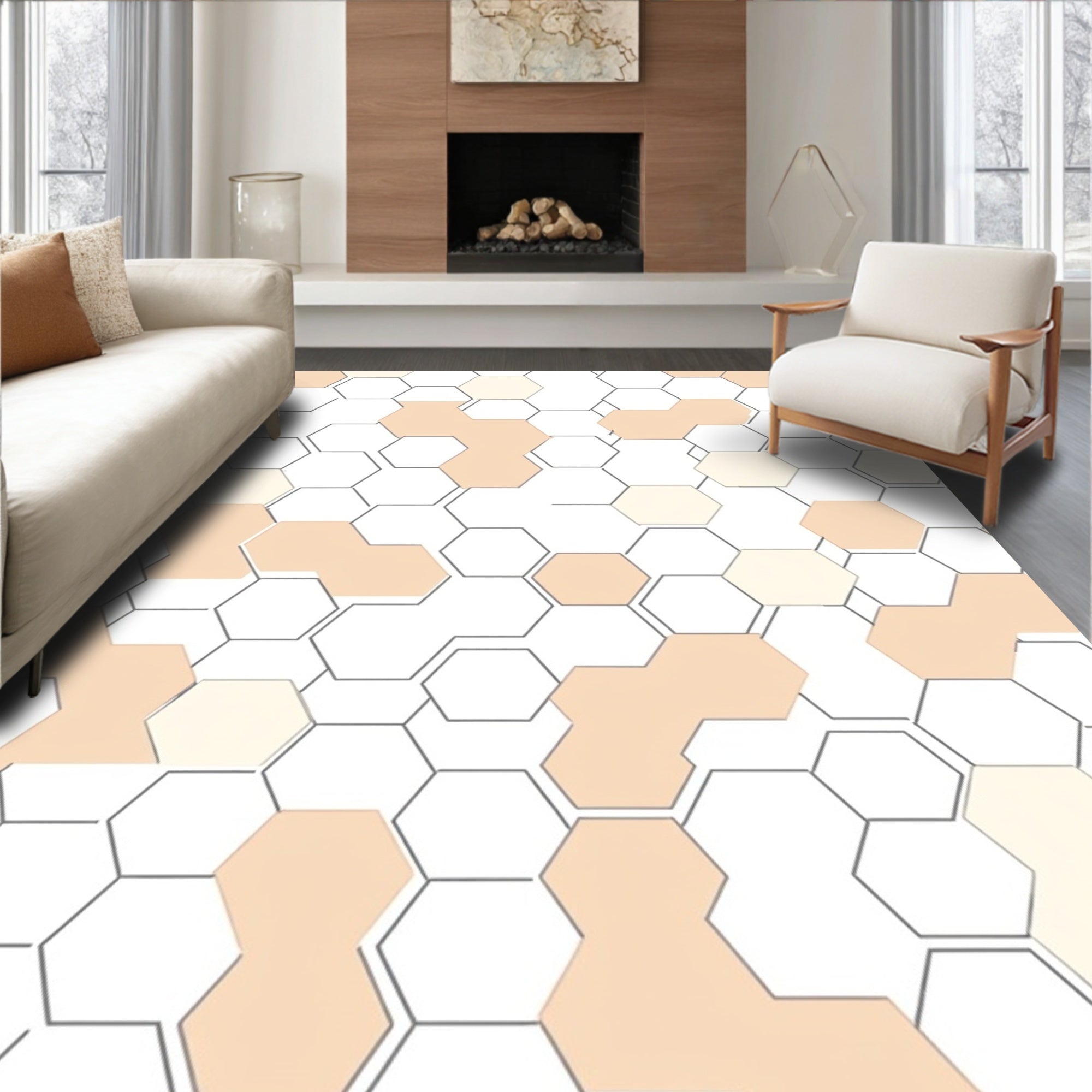 Hexagonal Geometric Pattern Design Rug