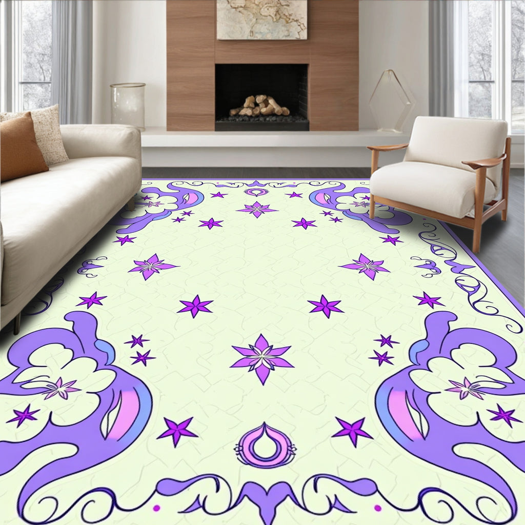 Whimsical Floral Star Patterned Rug