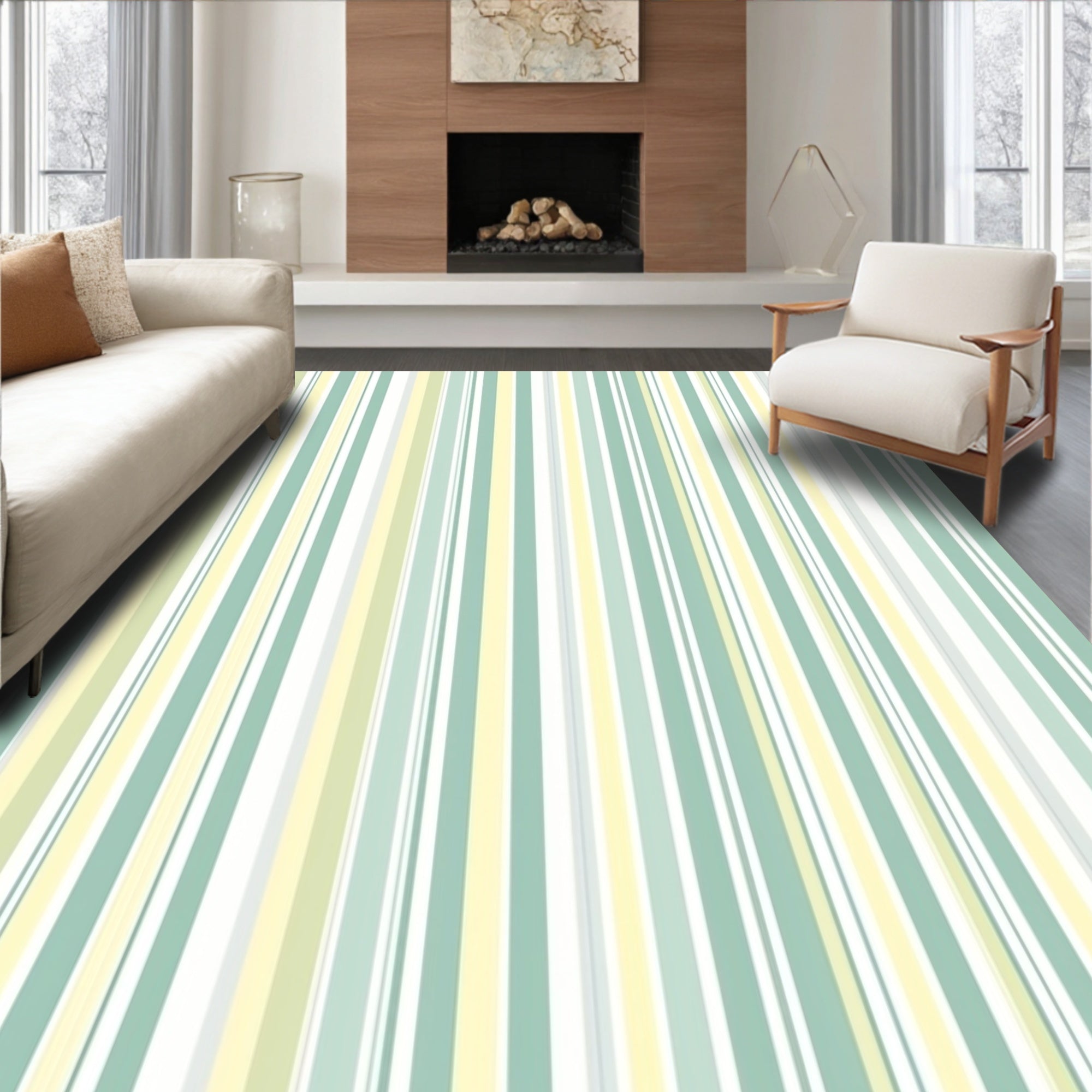 Pastel Vertical Stripe Pattern Design Rug