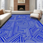 Bright Blue And White Abstract Design Rug