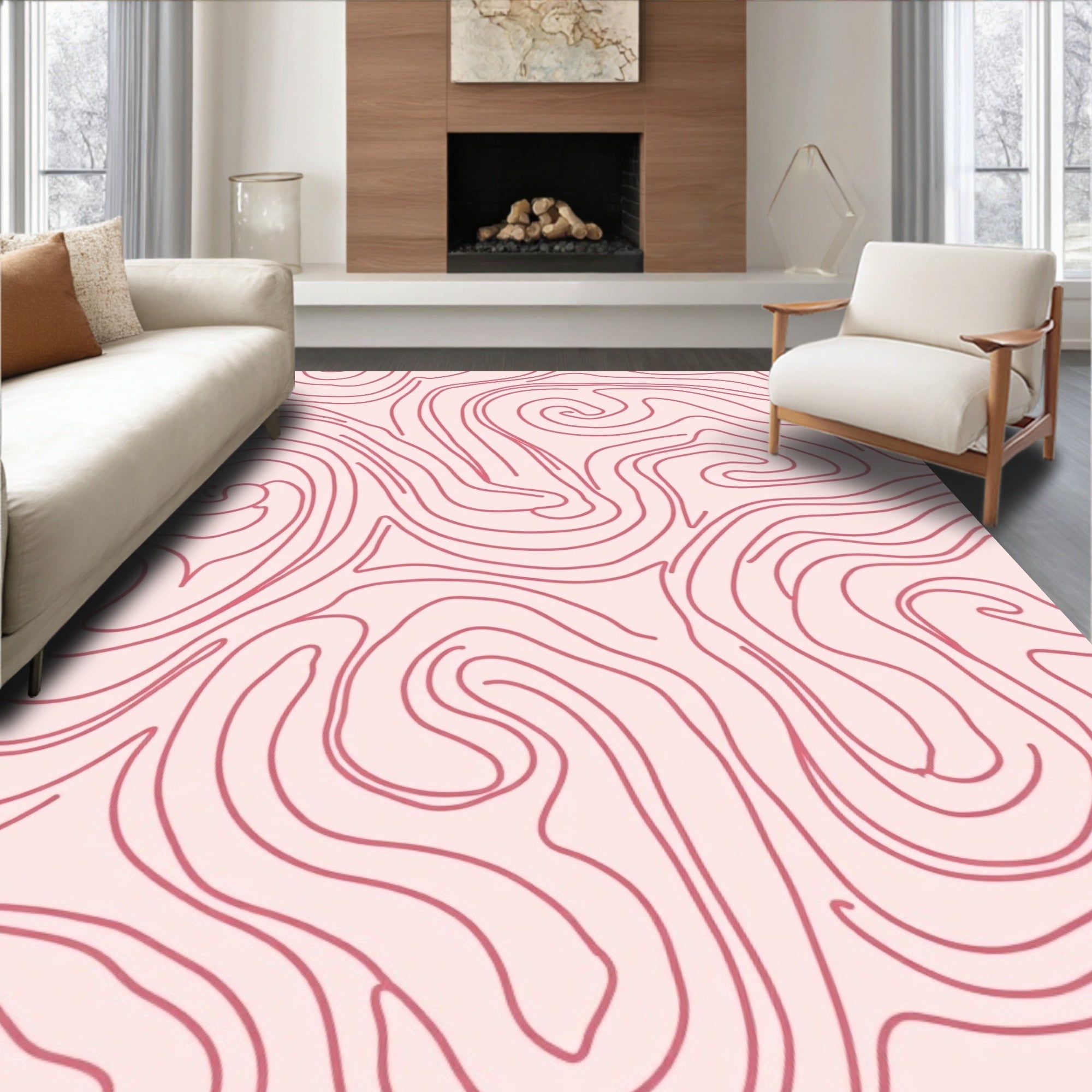 Bold Pink Swirl Pattern Rug