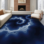 Dark Blue Abstract Swirl Pattern Rug