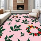 Pink Holly Berry Wreath Garland Rug