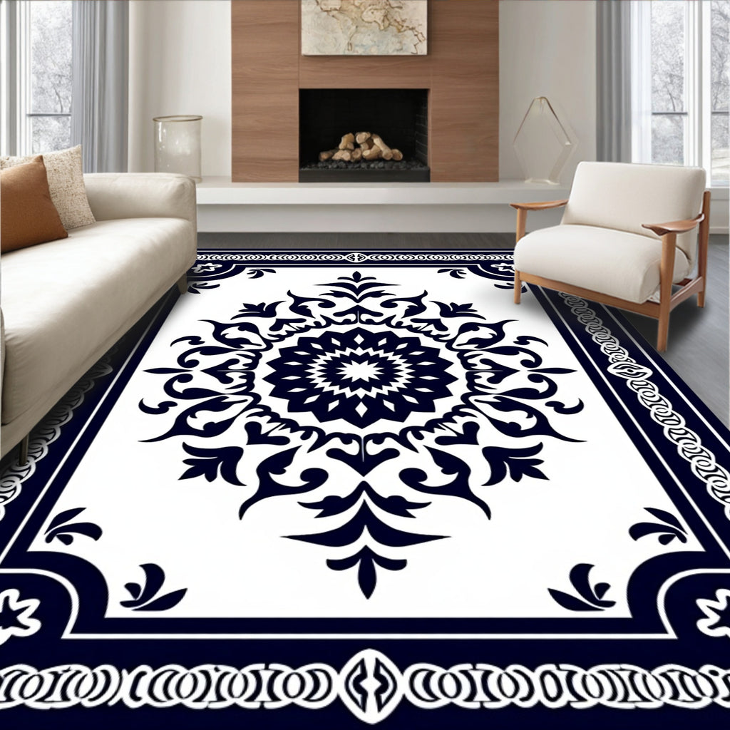 Classic Floral Medallion Border Design Rug