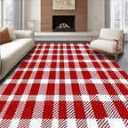 Red White Gingham Checkered Pattern Rug