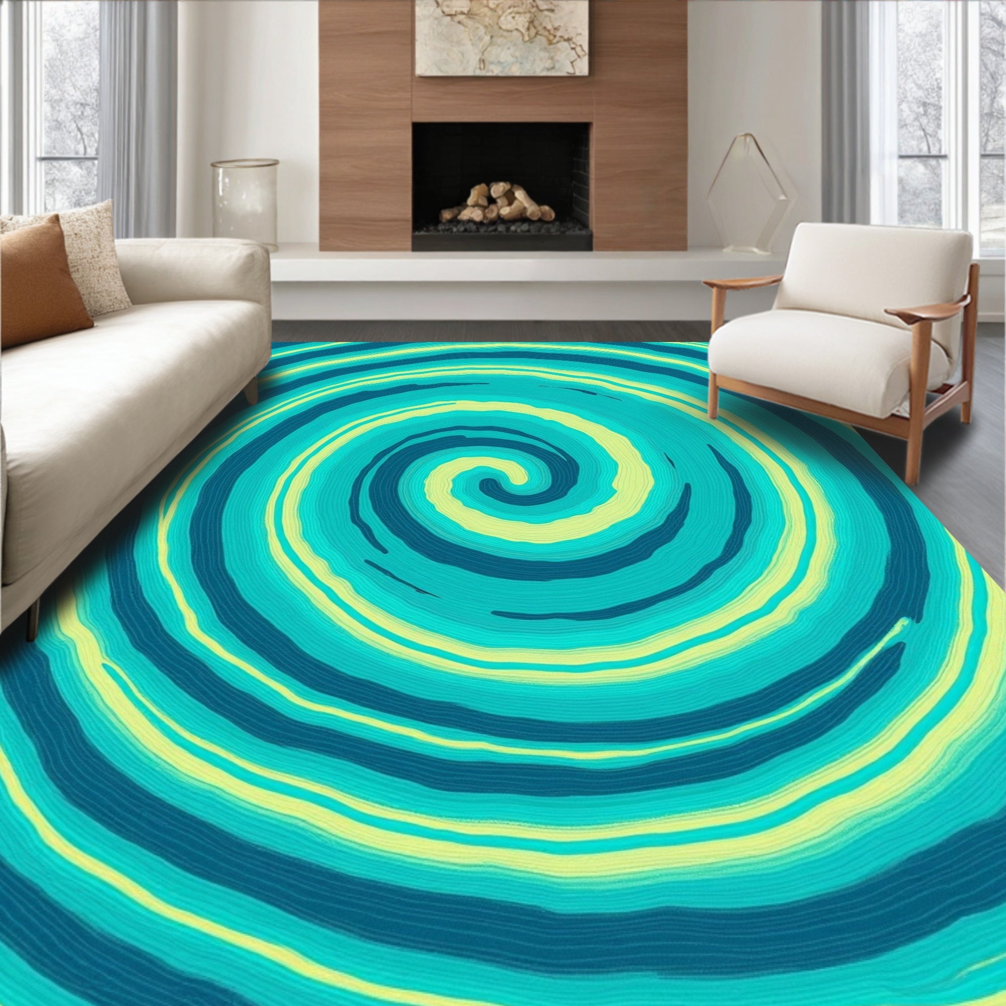 Oceanic Swirl Abstract Pattern Rug