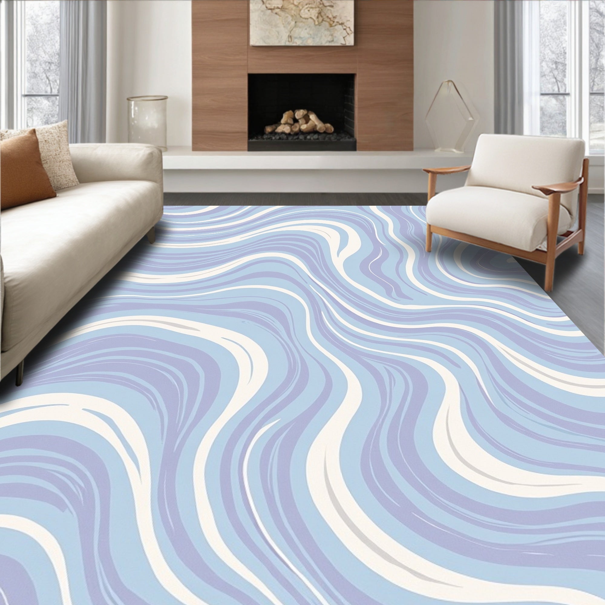 Pastel Swirl Marble Gradient Rug