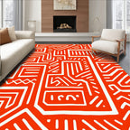 Bold Labyrinth Geometric Abstract Design Rug