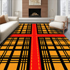 Bold Red Yellow Plaid Pattern Rug