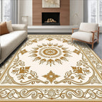Elegant Gold Floral Medallion Rug
