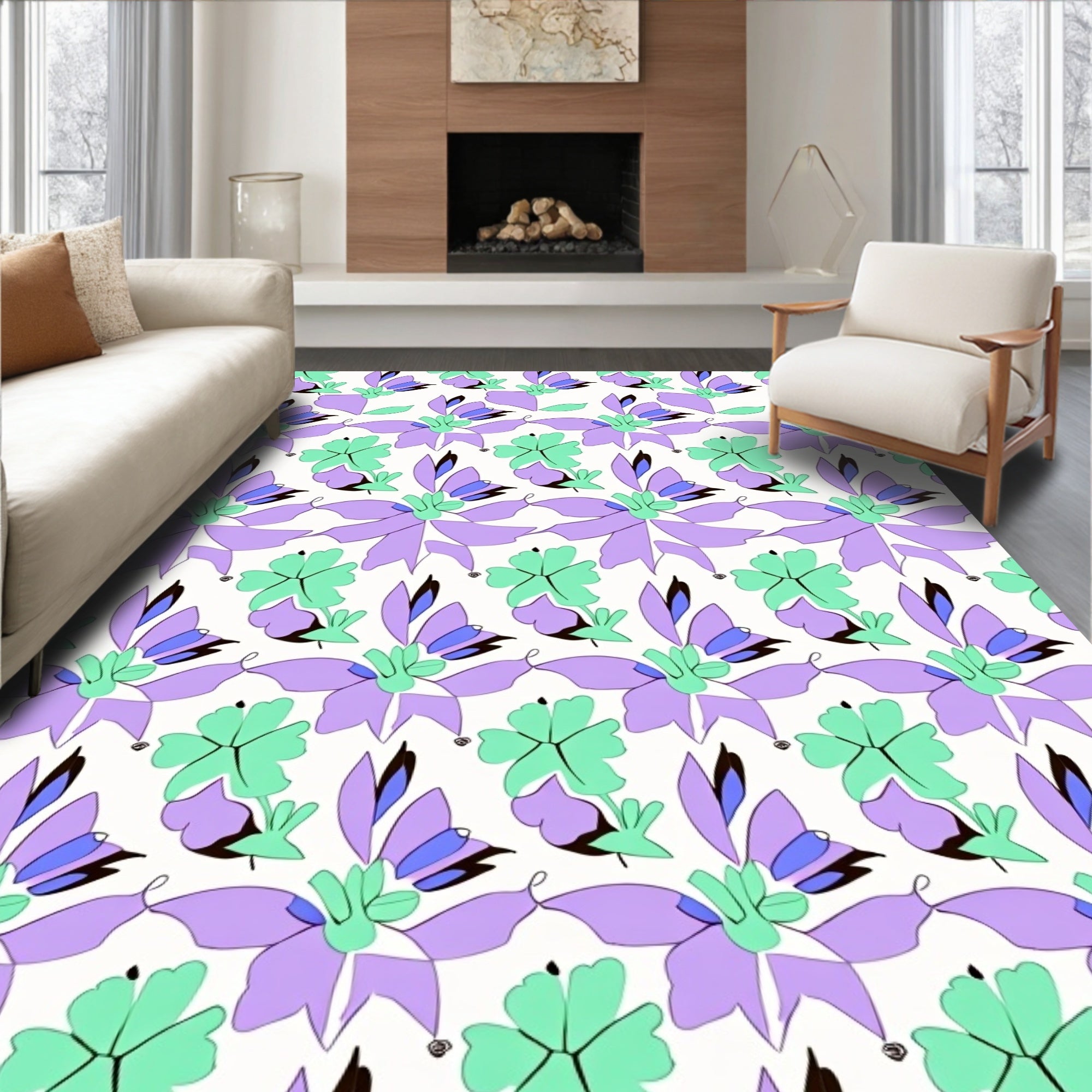 Pastel Floral Abstract Pattern Rug