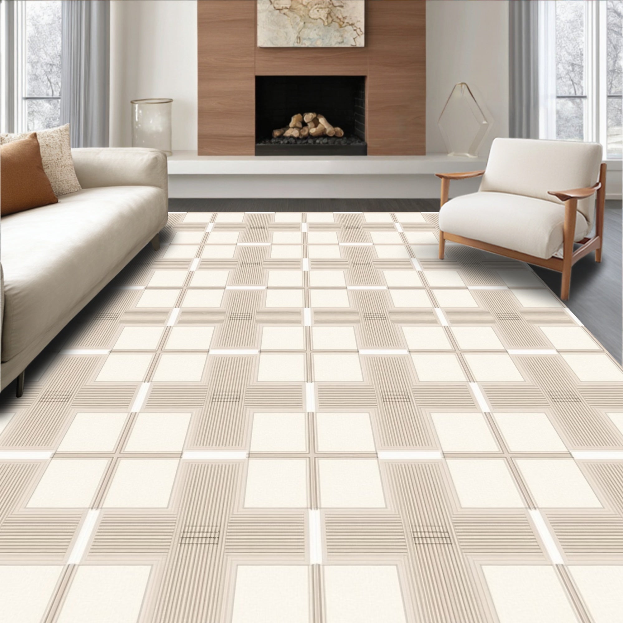 Minimalist Grid Pattern Design Rug