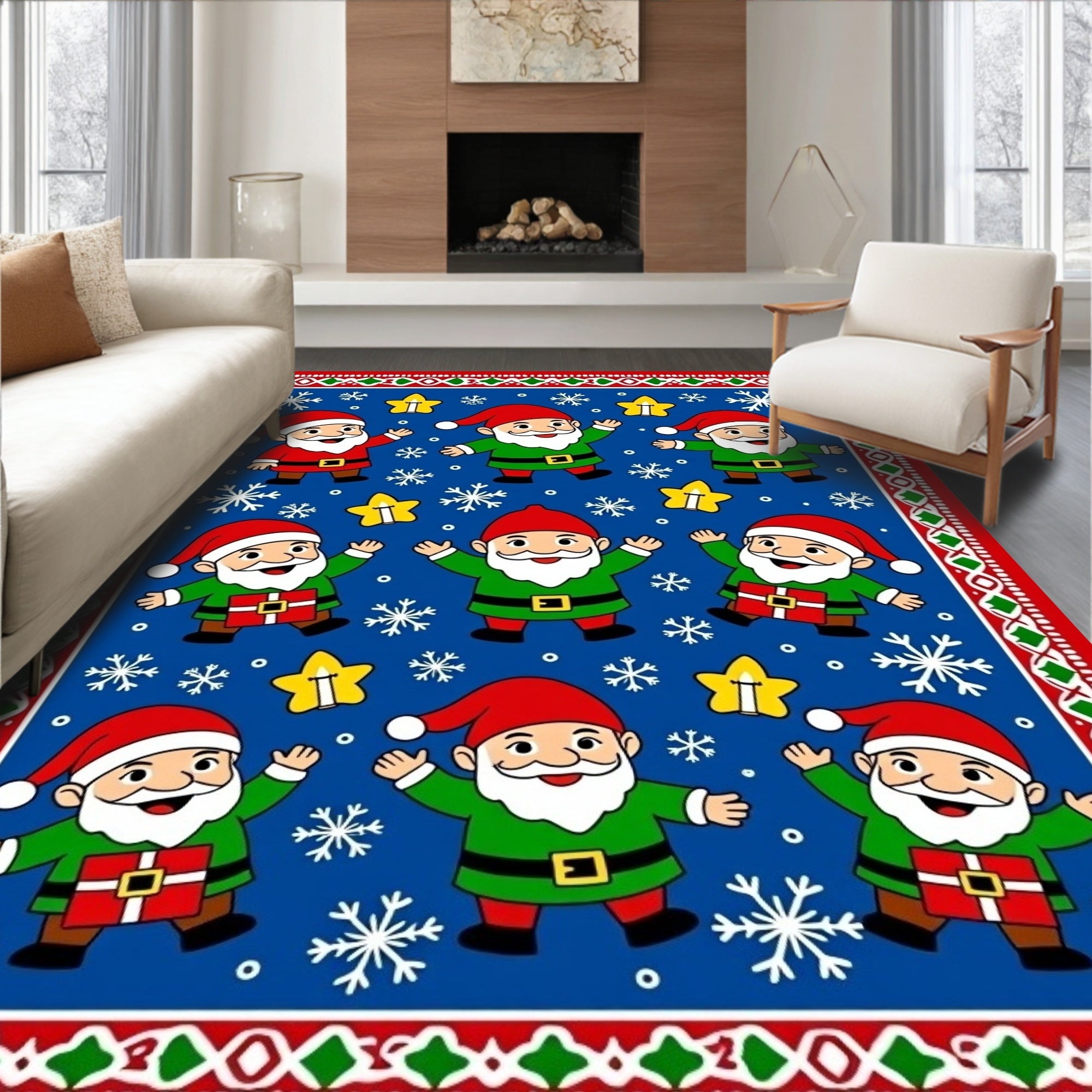 Whimsical Gnome Star Holiday Design Rug