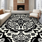 Black and White Intricate Paisley Pattern Rug