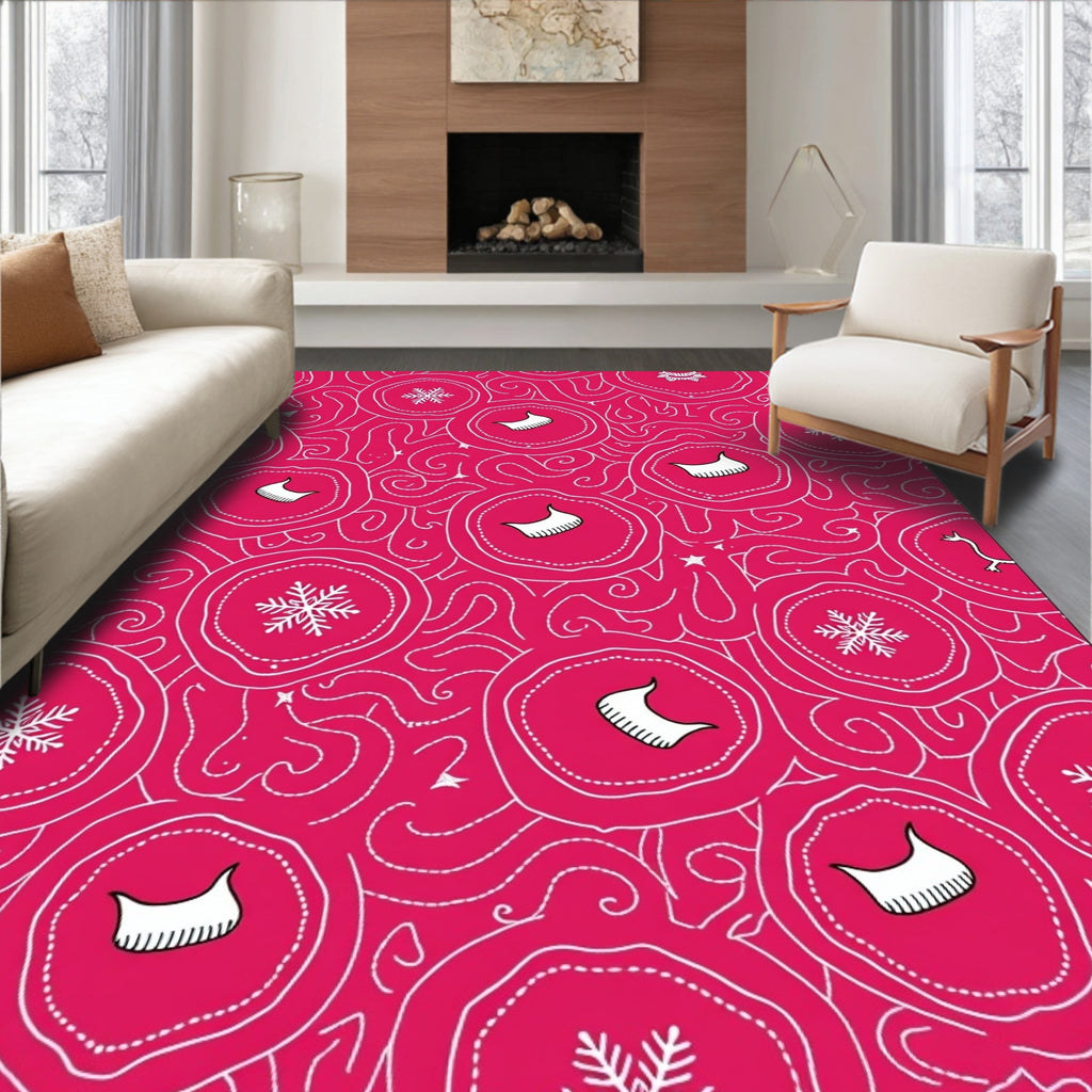 Whimsical Snowflake Curved Lines Pattern Rug