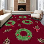 Festive Pine Wreath and Berry Pattern Rug