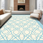 Blue Ivory Interwoven Lattice Rug