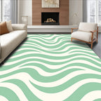 Aqua Cream Abstract Swirl Pattern Rug