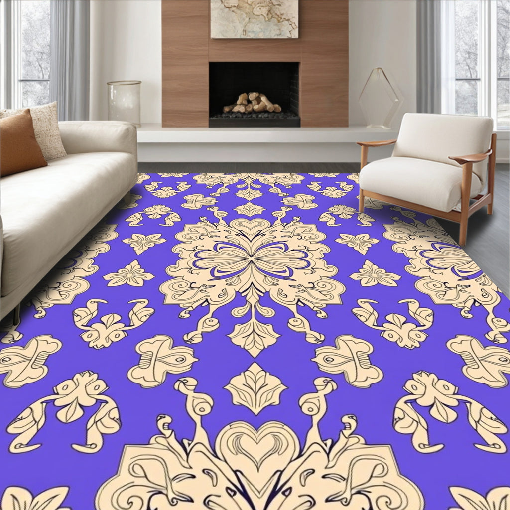 Elegant Floral Scrollwork Pattern Rug