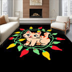 Cute Cat With Festive Lights Design Rug
