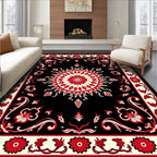 Bold Red Floral Medallion Design Rug