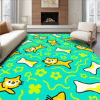 Cute Yellow Cat Bone Pattern Rug