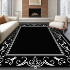 Classic White Flourish Border Design Rug