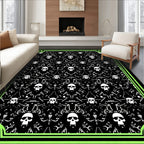 Black Skull Patterned Graphic Design Rug