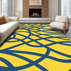 Intertwined Blue Yellow Abstract Pattern Rug