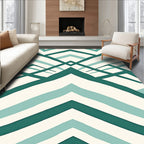 Abstract Geometric Teal Stripes Rug