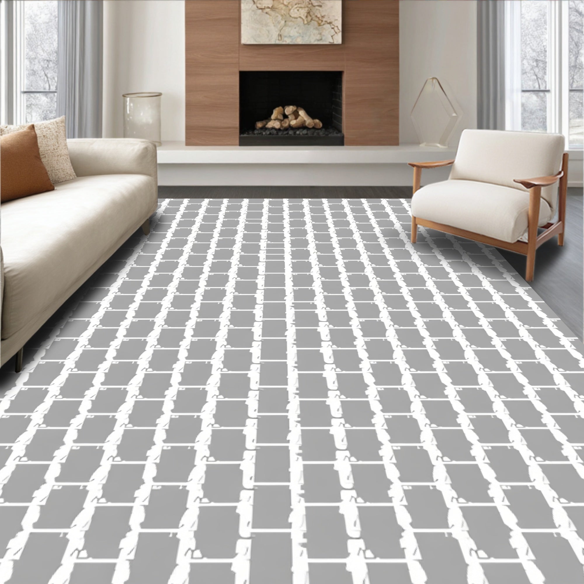 Abstract Grid Contemporary Pattern Rug