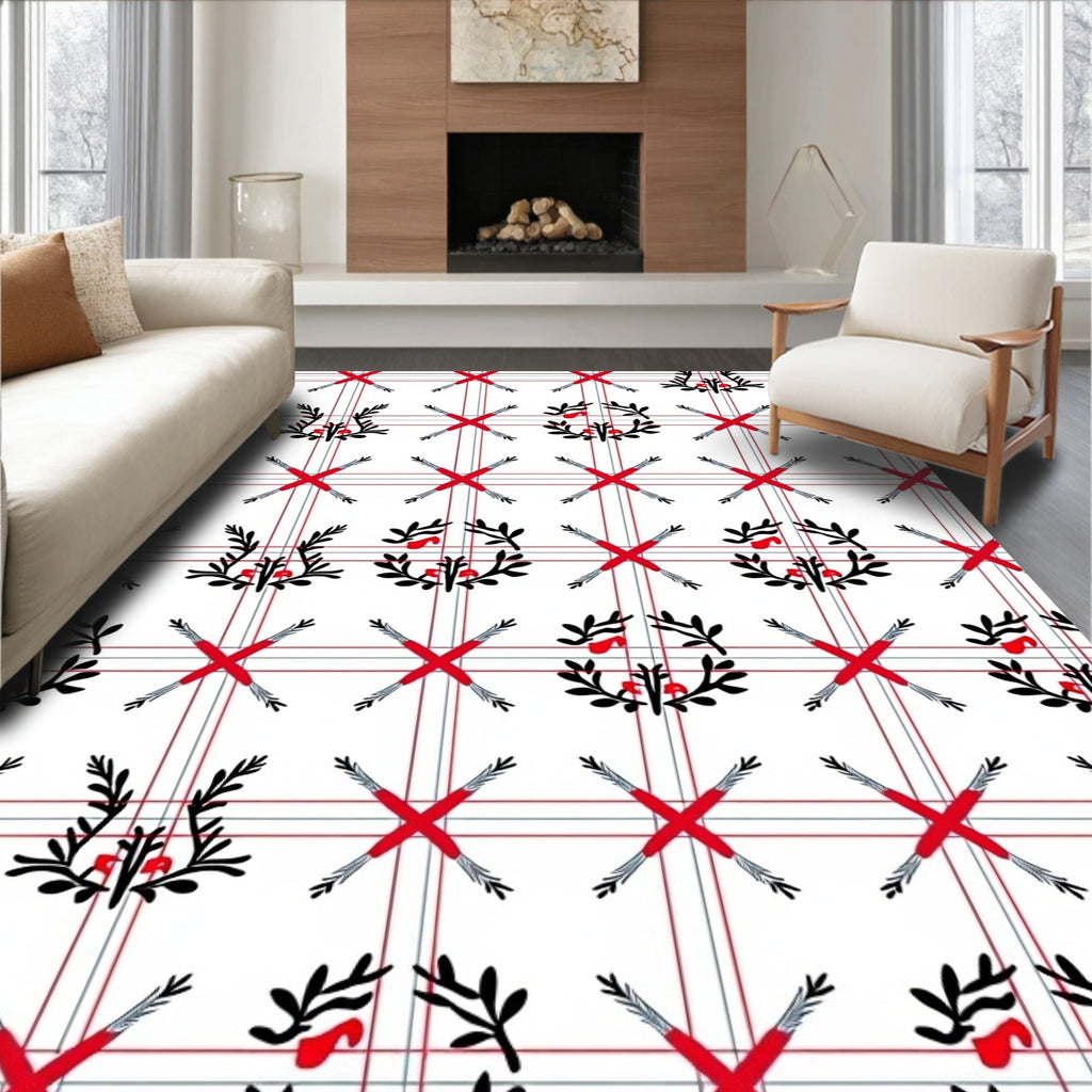 Red Cross Arrow Berry Pattern Rug