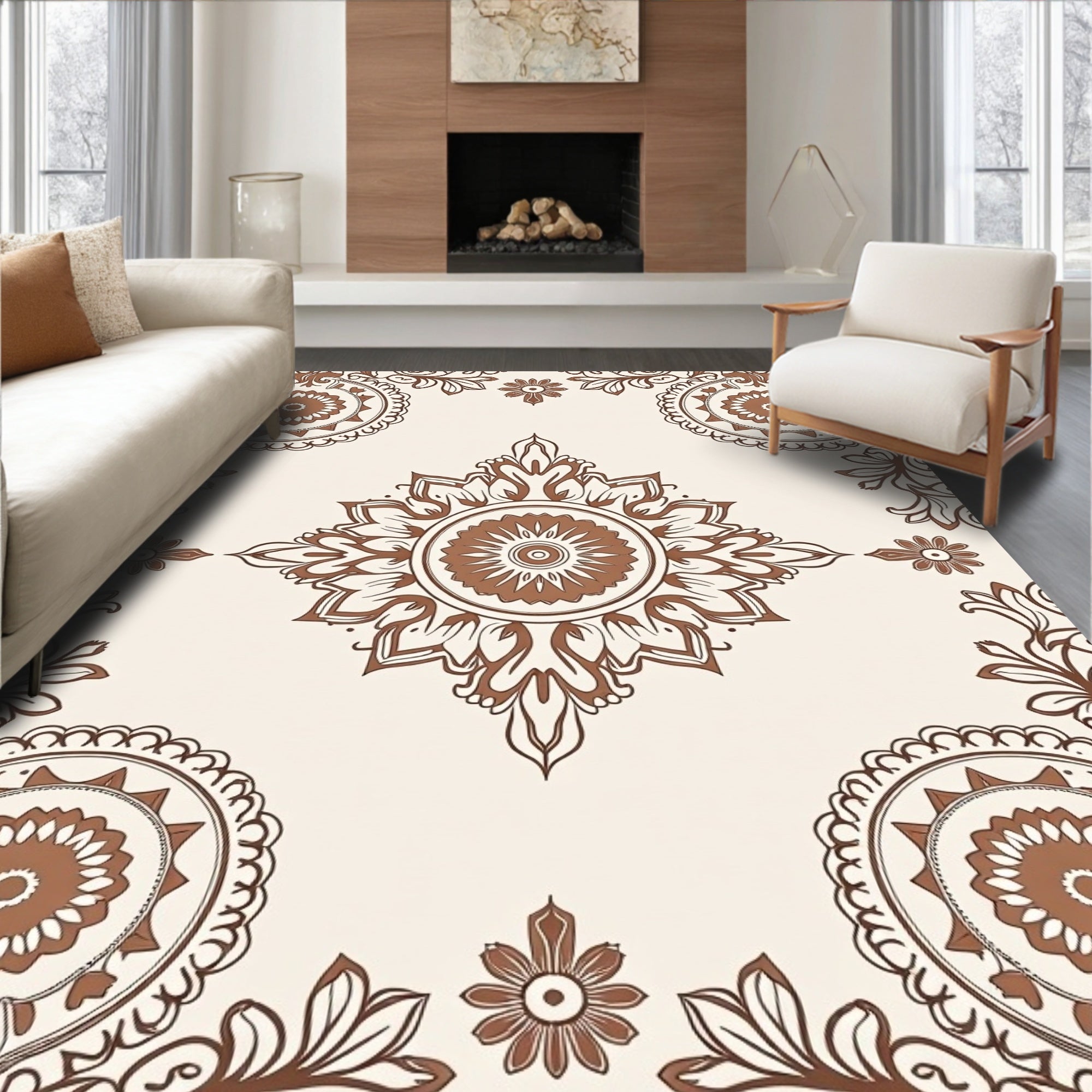 Elegant Floral Mandala Pattern Rug