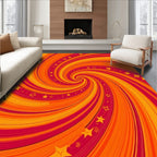 Vibrant Spiral Swirl Star Pattern Rug