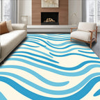 Blue Wavy Abstract Lines Design Rug