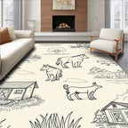 Farm Animal Sketch Pattern Rug