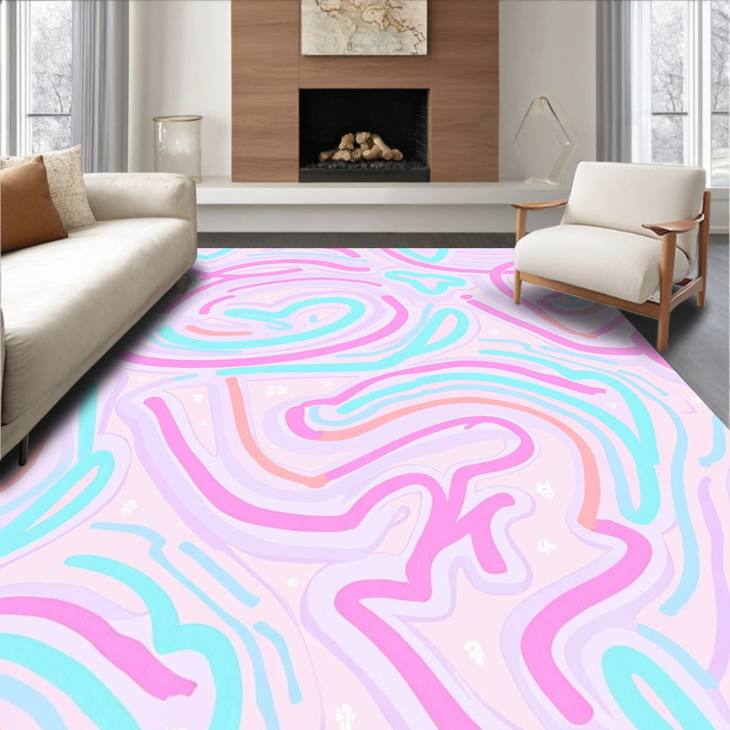 Pastel Swirls Tiny Flowers Rug