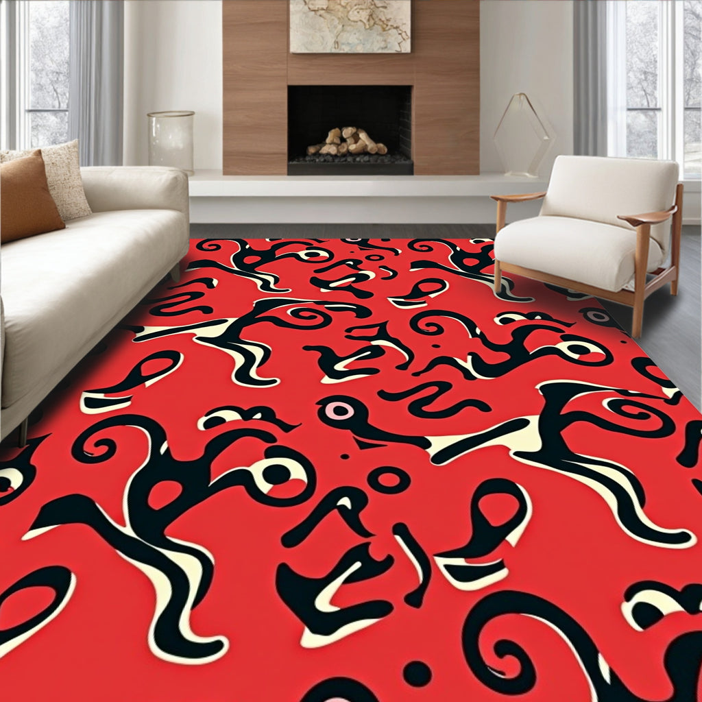 Abstract Swirls Figures Pattern Rug