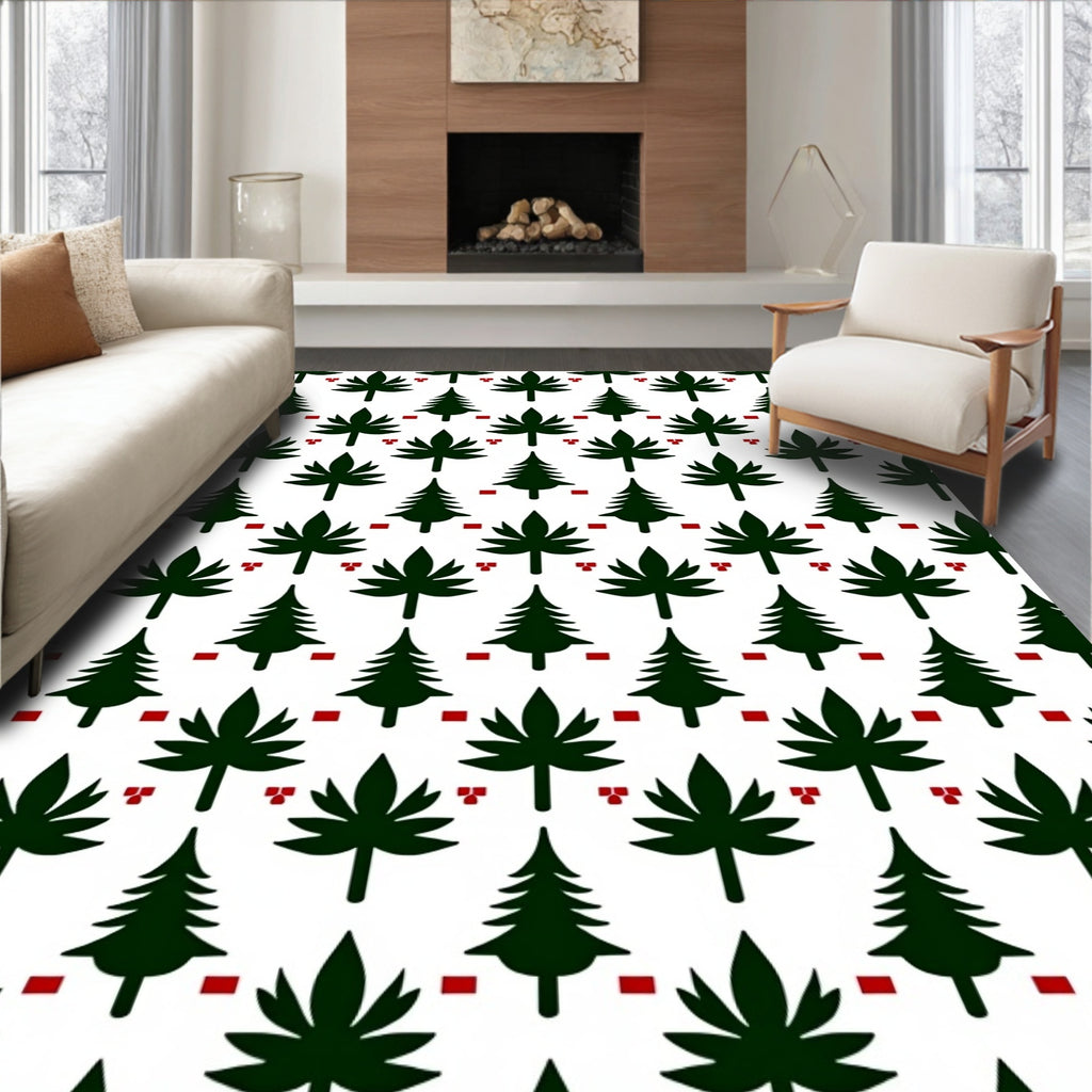Forest Trees Red Square Repeat Rug