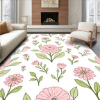 Pink Floral Botanical Pattern Rug