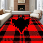 Spooky Ghost Red Plaid Textile Design Rug